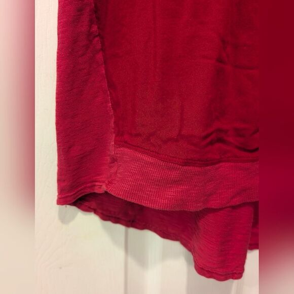 Anthropologie Left of Center Red Cotton Short Sleeve Tunic Teeshirt Size M Boho - Picture 3 of 7
